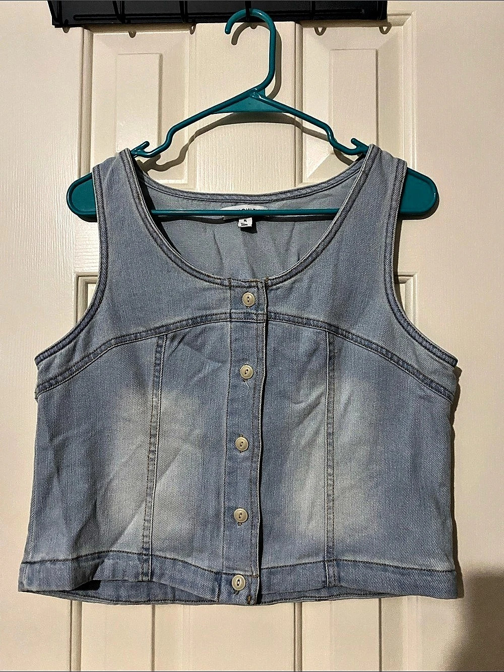And Now This Cropped Denim Vest Blue Large Like New